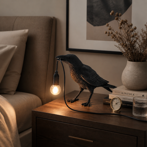 Resin Lucky Bird Crow Table Lamp